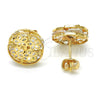 Oro Laminado Stud Earring, Gold Filled Style Flower Design, with White Cubic Zirconia, Polished, Golden Finish, 02.106.0018