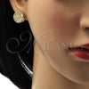 Oro Laminado Stud Earring, Gold Filled Style with White Cubic Zirconia, Polished, Golden Finish, 02.106.0020