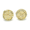 Oro Laminado Stud Earring, Gold Filled Style with White Cubic Zirconia, Polished, Golden Finish, 02.106.0020