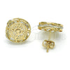 Oro Laminado Stud Earring, Gold Filled Style with White Cubic Zirconia, Polished, Golden Finish, 02.106.0020
