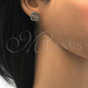 Oro Laminado Stud Earring, Gold Filled Style with White Cubic Zirconia, Polished, Golden Finish, 02.106.0021