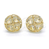 Oro Laminado Stud Earring, Gold Filled Style with White Cubic Zirconia, Polished, Golden Finish, 02.106.0021