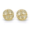Oro Laminado Stud Earring, Gold Filled Style with White Cubic Zirconia, Polished, Golden Finish, 02.106.0021