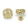 Oro Laminado Stud Earring, Gold Filled Style with White Cubic Zirconia, Polished, Golden Finish, 02.106.0021