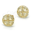 Oro Laminado Stud Earring, Gold Filled Style with White Cubic Zirconia, Polished, Golden Finish, 02.106.0021
