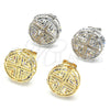 Oro Laminado Stud Earring, Gold Filled Style with White Cubic Zirconia, Polished, Golden Finish, 02.106.0021