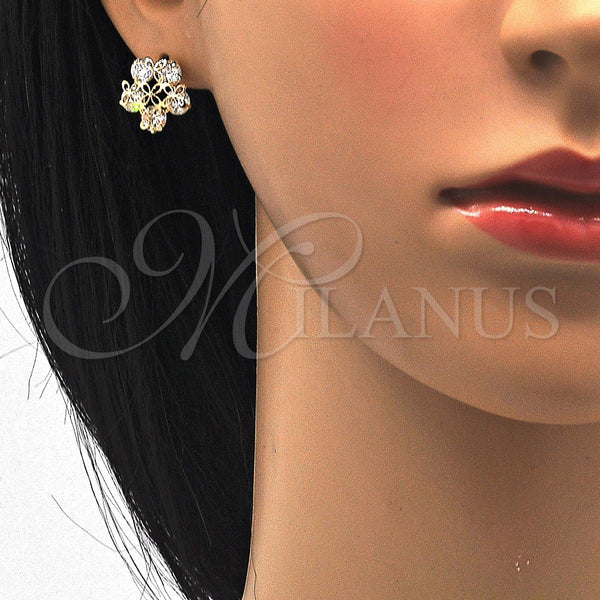 Gold Filled Ring — Stud Earring Flower Design with White Cubic Zirconia — alternate product view — SKU 119069 | Oro Laminado anillo — Stud Earring flor diseño with blanco Cubic Zirconia — SKU 119069