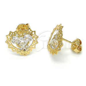 Gold Filled Ring — Stud Earring Heart Design with White Cubic Zirconia — main product view — SKU 119072 | Oro Laminado anillo — Stud Earring corazón diseño with blanco Cubic Zirconia — SKU 119072