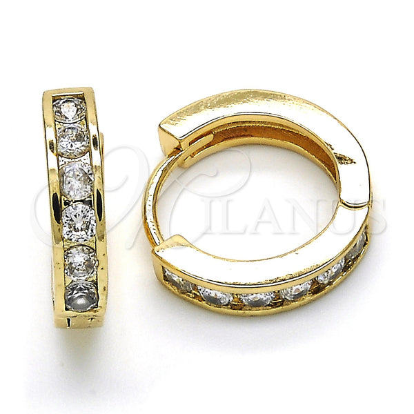 Gold Filled Hoop Earrings — Huggie Hoop with White Cubic Zirconia Polished 02.99. — main product view — SKU 119087 | Oro Laminado aretes de aro — Huggie Hoop with blanco Cubic Zirconia pulido 02.99. — SKU 119087