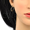 Oro Laminado Small Hoop, Gold Filled Style Twist Design, Matte Finish, Tricolor, 02.96.0078.1.20