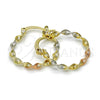 Oro Laminado Small Hoop, Gold Filled Style Twist Design, Matte Finish, Tricolor, 02.96.0078.1.20