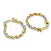 Oro Laminado Small Hoop, Gold Filled Style Twist Design, Matte Finish, Tricolor, 02.96.0078.1.20