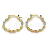Oro Laminado Small Hoop, Gold Filled Style Twist Design, Matte Finish, Tricolor, 02.96.0078.1.20