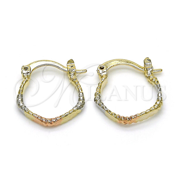 Gold Filled Hoop Earrings — Small Hoop Polished Tricolor 02.96. — main product view — SKU 119092 | Oro Laminado aretes de aro — Small Hoop pulido Tricolor 02.96. — SKU 119092