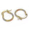 Oro Laminado Small Hoop, Gold Filled Style Diamond Cutting Finish, Tricolor, 02.96.0083.1.15