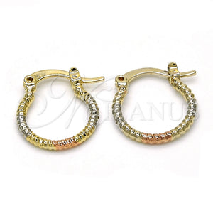 Gold Filled Hoop Earrings — Small Hoop Diamond Cutting Tricolor 02.96. — main product view — SKU 119094 | Oro Laminado aretes de aro — Small Hoop Diamond Cutting Tricolor 02.96. — SKU 119094