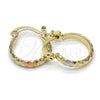 Oro Laminado Small Hoop, Gold Filled Style Diamond Cutting Finish, Tricolor, 02.96.0086.1.15