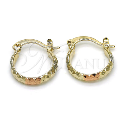 Gold Filled Hoop Earrings — Small Hoop Diamond Cutting Tricolor 02.96. — main product view — SKU 119097 | Oro Laminado aretes de aro — Small Hoop Diamond Cutting Tricolor 02.96. — SKU 119097