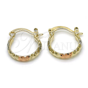 Gold Filled Hoop Earrings — Small Hoop Diamond Cutting Tricolor 02.96. — main product view — SKU 119097 | Oro Laminado aretes de aro — Small Hoop Diamond Cutting Tricolor 02.96. — SKU 119097