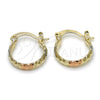 Oro Laminado Small Hoop, Gold Filled Style Diamond Cutting Finish, Tricolor, 02.96.0086.1.15