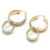 Oro Laminado Small Hoop, Gold Filled Style Diamond Cutting Finish, Tricolor, 02.163.0038.1.20
