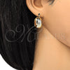 Oro Laminado Small Hoop, Gold Filled Style Diamond Cutting Finish, Tricolor, 02.163.0034.1.20