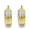 Oro Laminado Small Hoop, Gold Filled Style Diamond Cutting Finish, Tricolor, 02.163.0034.1.20