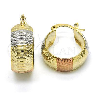 Gold Filled Hoop Earrings — Small Hoop Diamond Cutting Tricolor 02. for wholesale, main product view