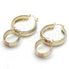 Oro Laminado Small Hoop, Gold Filled Style Diamond Cutting Finish, Tricolor, 02.163.0034.1.20