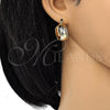 Oro Laminado Small Hoop, Gold Filled Style Diamond Cutting Finish, Tricolor, 02.163.0035.1.20