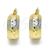 Oro Laminado Small Hoop, Gold Filled Style Diamond Cutting Finish, Tricolor, 02.163.0035.1.20