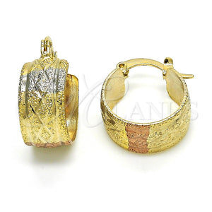 Gold Filled Hoop Earrings — Small Hoop Matte Tricolor 02. — main product view — SKU 119106 | Oro Laminado aretes de aro — Small Hoop Matte Tricolor 02. — SKU 119106