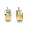 Oro Laminado Small Hoop, Gold Filled Style Diamond Cutting Finish, Tricolor, 02.163.0040.1.15