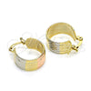 Oro Laminado Small Hoop, Gold Filled Style Diamond Cutting Finish, Tricolor, 02.163.0040.1.15