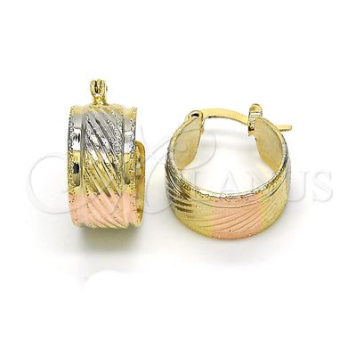 Gold Filled Hoop Earrings — Small Hoop Diamond Cutting Tricolor 02. for wholesale, main product view