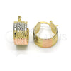 Oro Laminado Small Hoop, Gold Filled Style Diamond Cutting Finish, Tricolor, 02.163.0040.1.15