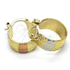 Oro Laminado Small Hoop, Gold Filled Style Diamond Cutting Finish, Tricolor, 02.163.0041.1.15