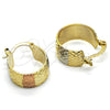 Oro Laminado Small Hoop, Gold Filled Style Diamond Cutting Finish, Tricolor, 02.163.0041.1.15