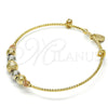 Oro Laminado Individual Bangle, Gold Filled Style Rattle Charm Design, Diamond Cutting Finish, Tricolor, 07.312.0003.1.04 (02 MM Thickness, Size 4 (2.25 Diameter))