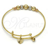 Oro Laminado Individual Bangle, Gold Filled Style Rattle Charm Design, Diamond Cutting Finish, Tricolor, 07.312.0003.1.04 (02 MM Thickness, Size 4 (2.25 Diameter))