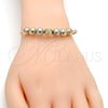 Oro Laminado Individual Bangle, Gold Filled Style Rattle Charm Design, Diamond Cutting Finish, Tricolor, 07.312.0002.1.04 (02 MM Thickness, Size 4 (2.25 Diameter))