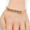 Oro Laminado Individual Bangle, Gold Filled Style Rattle Charm Design, Diamond Cutting Finish, Tricolor, 07.312.0001.1.04 (02 MM Thickness, Size 4 (2.25 Diameter))