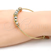 Oro Laminado Individual Bangle, Gold Filled Style Rattle Charm Design, Diamond Cutting Finish, Tricolor, 07.312.0001.1.04 (02 MM Thickness, Size 4 (2.25 Diameter))