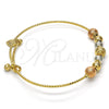 Oro Laminado Individual Bangle, Gold Filled Style Rattle Charm Design, Diamond Cutting Finish, Tricolor, 07.312.0001.1.04 (02 MM Thickness, Size 4 (2.25 Diameter))