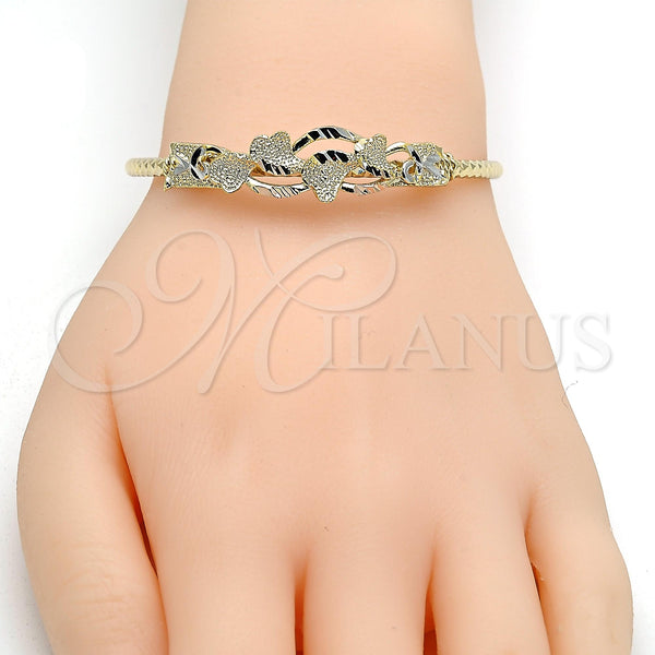 Gold Filled Jewelry — Individual Bangle Heart Design Diamond Cutting Tricolor 07. — alternate product view — SKU 119118 | Oro Laminado joyería — Individual Bangle corazón diseño Diamond Cutting Tricolor 07. — SKU 119118