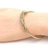 Oro Laminado Individual Bangle, Gold Filled Style Heart Design, Diamond Cutting Finish, Tricolor, 07.311.0007.1 (03 MM Thickness, One size fits all)