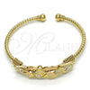 Oro Laminado Individual Bangle, Gold Filled Style Heart Design, Diamond Cutting Finish, Tricolor, 07.311.0007.1 (03 MM Thickness, One size fits all)