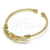 Oro Laminado Individual Bangle, Gold Filled Style Heart Design, Diamond Cutting Finish, Tricolor, 07.311.0007.1 (03 MM Thickness, One size fits all)