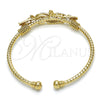 Oro Laminado Individual Bangle, Gold Filled Style Heart Design, Diamond Cutting Finish, Tricolor, 07.311.0007.1 (03 MM Thickness, One size fits all)