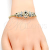 Oro Laminado Individual Bangle, Gold Filled Style Flower Design, Diamond Cutting Finish, Tricolor, 07.311.0005.1 (03 MM Thickness, One size fits all)